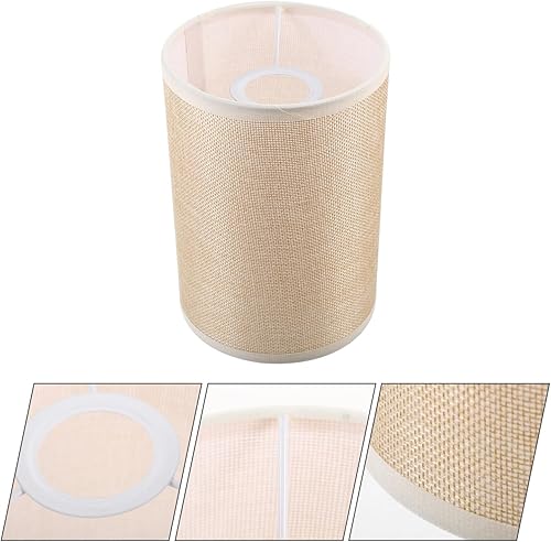Miniatura 9 de LIFKOME Pantallas de lámpara para lámparas de mesa, pantalla de tela de tambor E27, pantalla cilíndrica de tela natural, repuesto de lino, cubierta