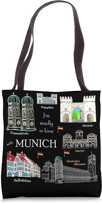 Munich, Hofbrauhaus and other hand-drawn landmarks, Germany Tote Bag
