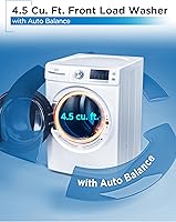 Vista 2 de BLACK+DECKER 4.5 Cu. Ft. Front Load Washer, Full Size Washing Machine with 12 Cycles, ENERGY STAR certified Washer Machine, Hot & Cold Inlet Hoses