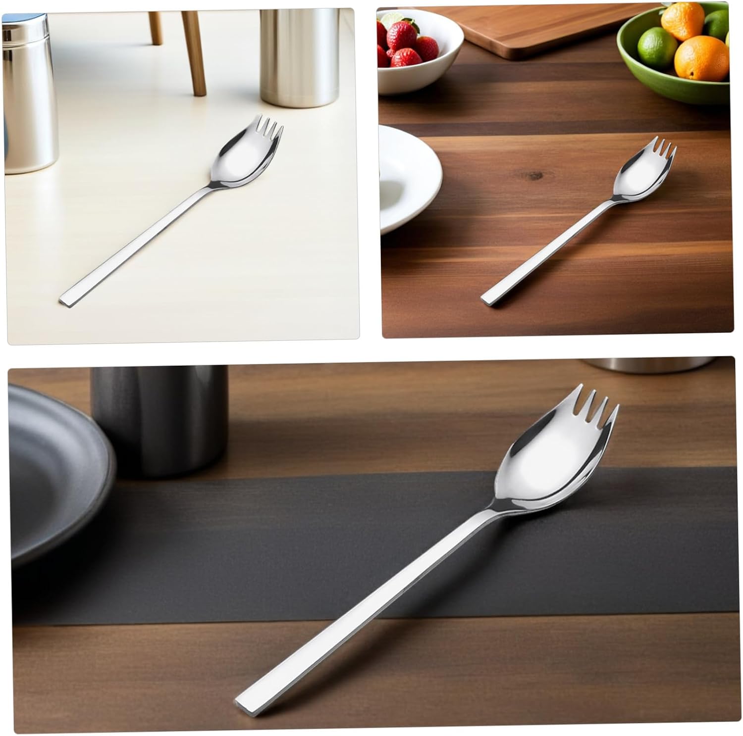 Amosfun Stainless Steel Salad Forks Elegant Design and Sleek Appearance 4pcs with Long Handle Resistant to Staining and Easy Maintenance, for Breakfast Table and Picnics