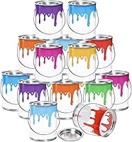 WUWEOT 16 Pack Mini Clear Plastic Paint Cans with Metal Lids - 1/2 Pint Party Favors, Candy Jars for Weddings, Birthdays, Crafts