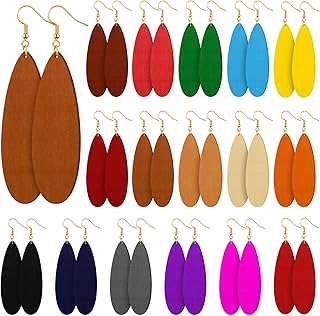 16 Pairs Bohemian Wood Earrings Natural Wood Earrings African Jewelry Vintage Teardrop Dangle Eardrop for Women