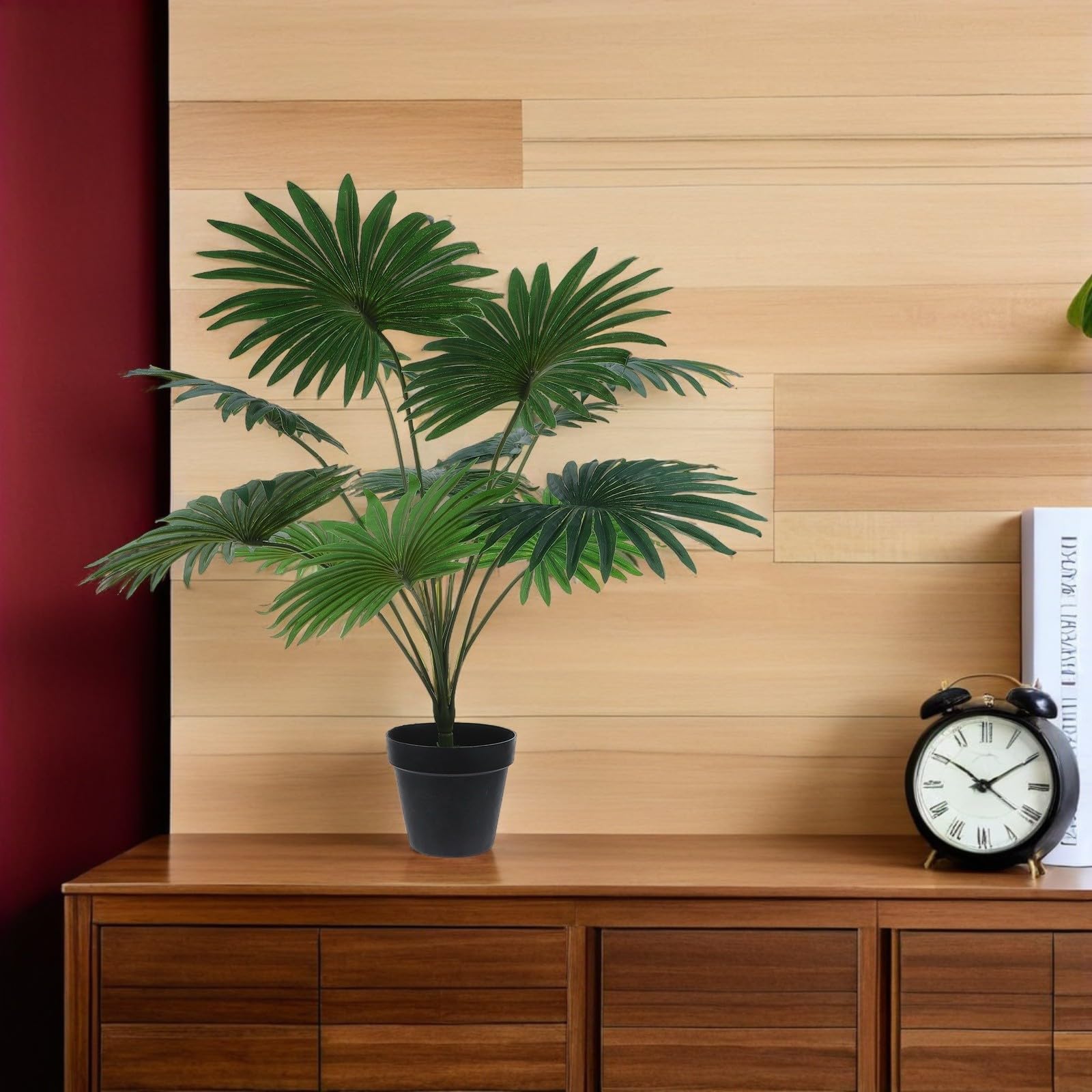 Albero di Palma Artificiale in Vaso Verde Realistico in Plastico, Facile Manutenzione, per Soggiorno e Camera da Letto, Pianta Finta Decorativa per Interni