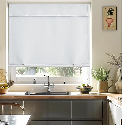 Vista 25 de NICETOWN Cortinas opacas cortas negras para puerta francesa, puerta lateral, cortinas portátiles ajustables con aislamiento térmico para cocina Negro