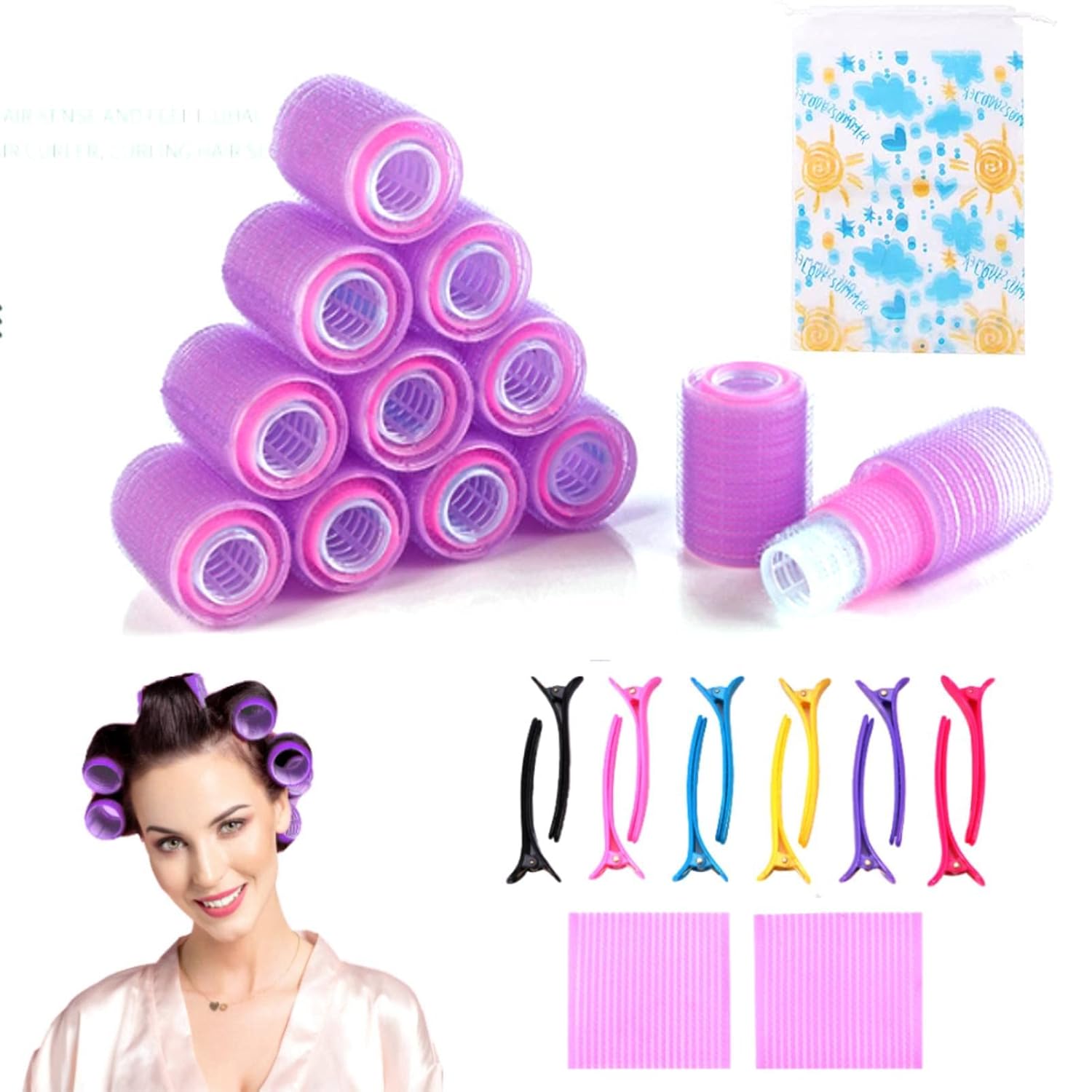 51Pcs Hair Rollers Set 36Pcs Self Grip Hair Curlers with