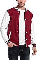 Vista 1 de COOFANDY - Chaqueta universitaria de moda para hombre, informal, ajustada y de algodón, chaqueta del equipo, de béisbol, cazadora