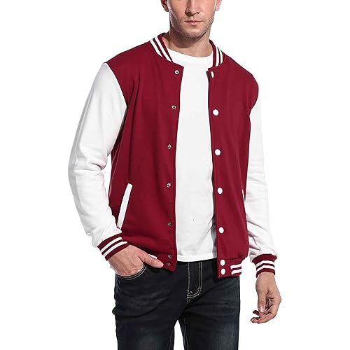 COOFANDY Men's Fashion Varsity Jacket Causal Slim Fit Cotton Letterman Baseball Bomber Jackets