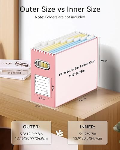 Vista 2 de Caja organizadora de archivos de cartón Oterri para carpetas de archivos colgantes tamaño carta, caja de archivos para escritorio de computadora