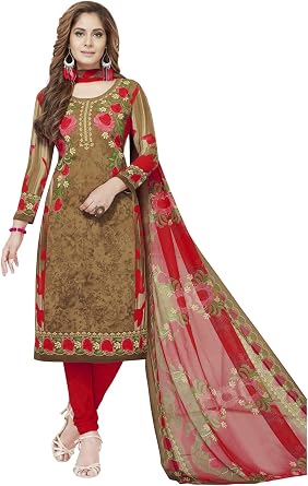 Indian pakistani Style Crepe Salwar Suit With Designer Dupatta For Women, Large