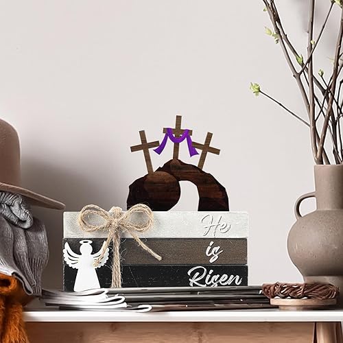 Miniatura 4 de Spiareal 4 piezas de decoración de bandeja escalonada de playa de verano, decoración de madera apilada de libros, decoración de casa de campo, mini