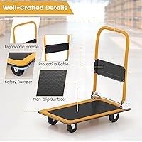 Vista 11 de Goplus Carro plegable de la plataforma 330LBS Rolling Flatbed Cart Hand Platform Truck Push Dolly para cargar