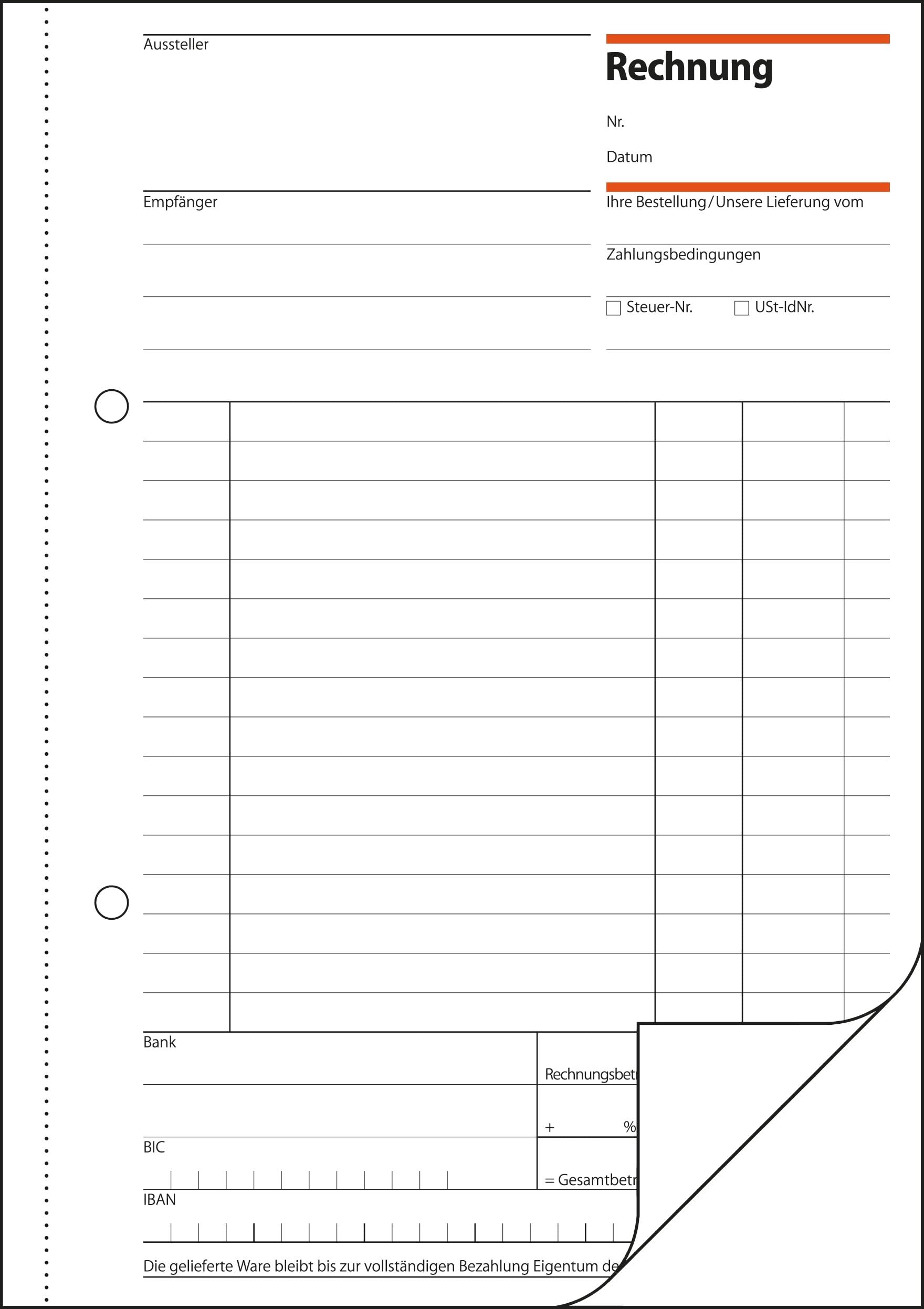 SIGEL RE525/10 Rechnungen A5, 2x50 Blatt, 10er Pack, mit Blaupapier und Abheftlochung, Rechnungsblock