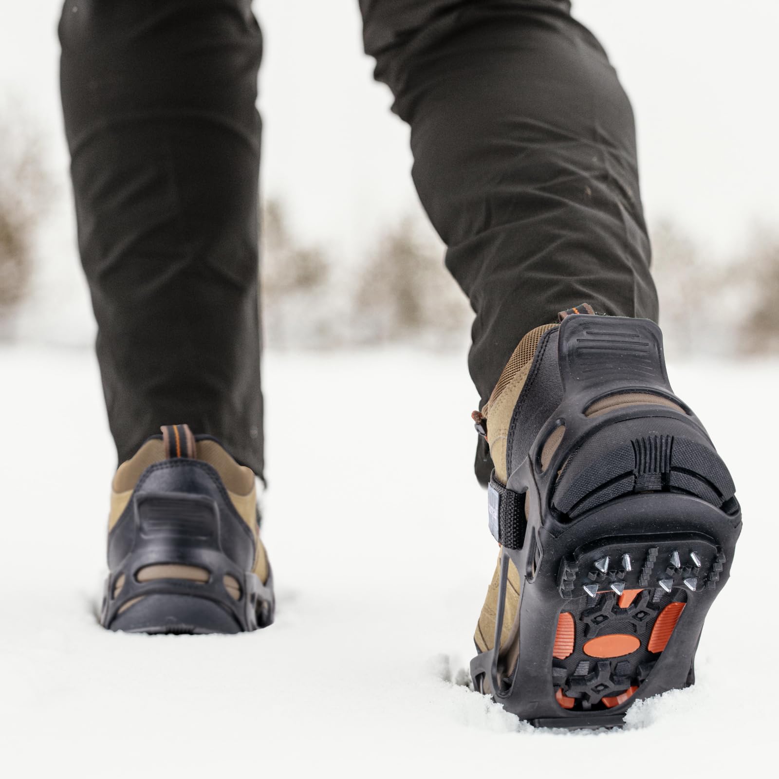 Ice Snow Traction Cleats with 24 Steel Studs Crampons for Shoes and Boots Anti Slip Walking Footwear for Men Women S/M/L/XL
