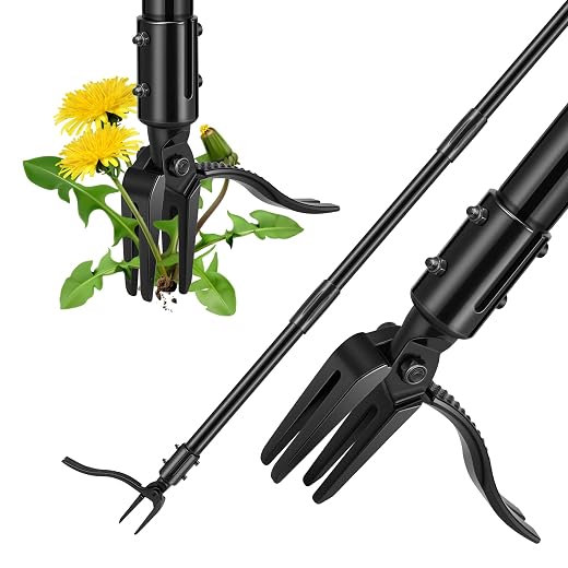 VIVOSUN Stand Up Weed Puller Tool, Adjustable Weeding Tool with Long Handle, 64" Max Tall, 4-Claw Weeder, Heavy-Duty Steel Weed Remover Tool, Garden Hand Tool Without Pulling, Bending, or Kneeling