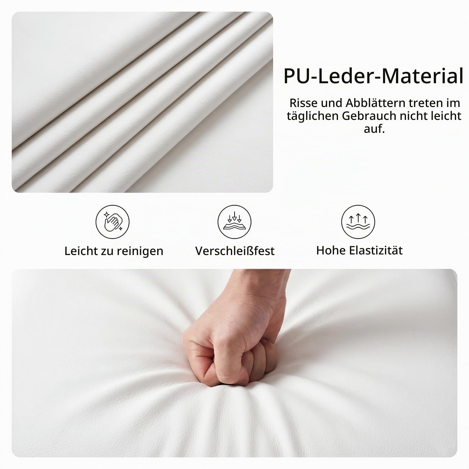 JIEXI Erweiterbarer Esstisch 7er Set, 140-180 cm Hochglanz Weiß Küchentisch mit 6 Weißen Z-förmigen Freischwingerstühlen, Moderner Säulentisch für das Wohnzimmer oder das Esszimmer Set