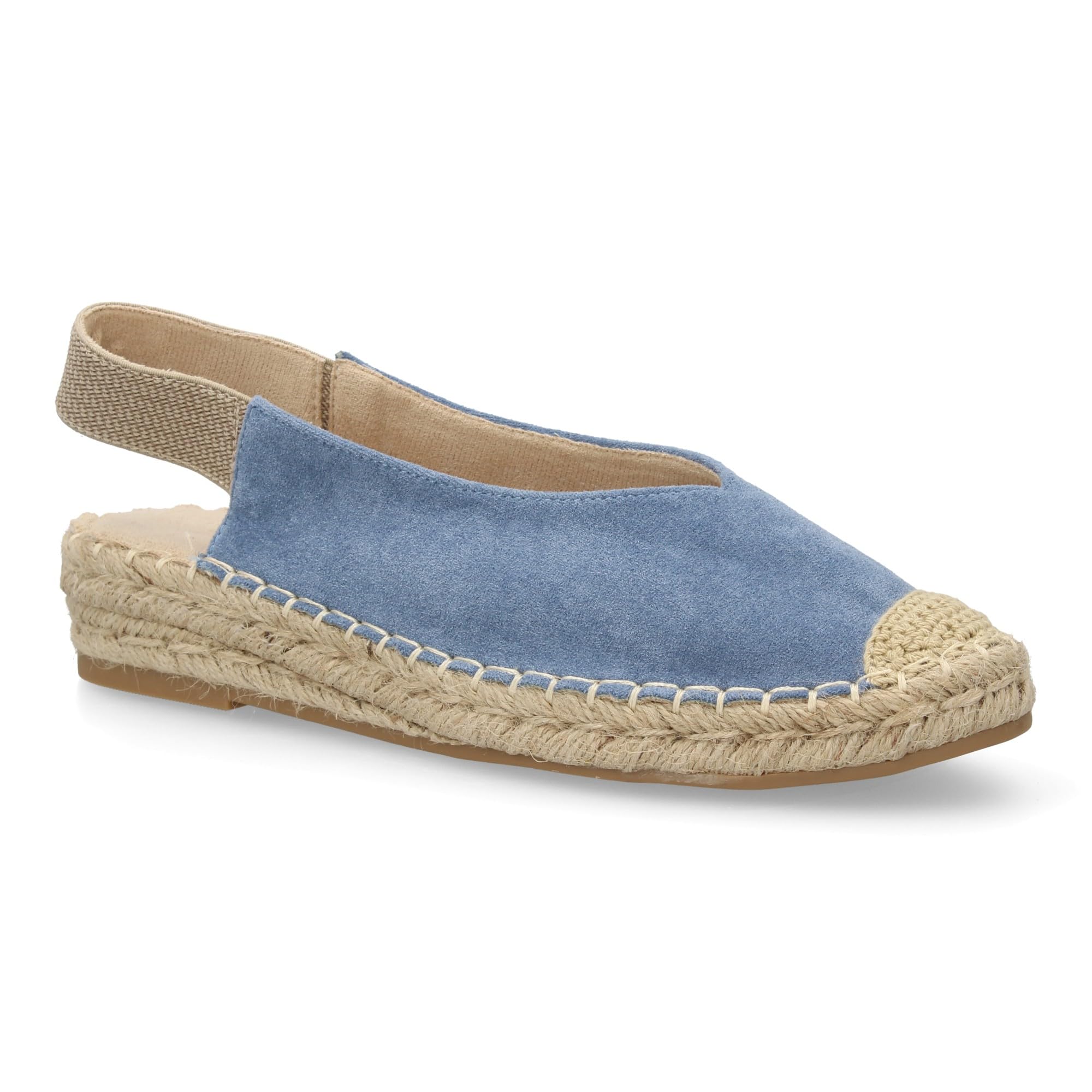 shoes&blues.es Alpargata de Mujer con Diseno Clasico y Comodo, Ideal para Verano. Suela de Yute Trenzado, Plano, Ligera y Comoda. Cierre Elastico. Estampado Liso.