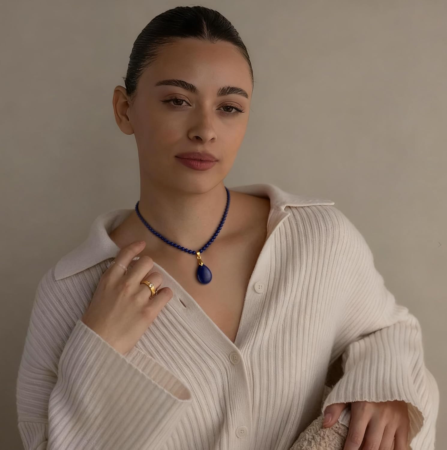 Healing Natural Stone Beads pendant necklace for Women Real Crystal Turquoise Moonstone lapis lazuli amethyst Obsidian chocker necklace Gemstone necklaces Jewelry for Women - Image 6