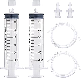 2 Pack 60ml Luer Lock Syringe with 39" Tube, Large 60cc Plastic Syringe for Liquid, Oil, Feeding, Watering