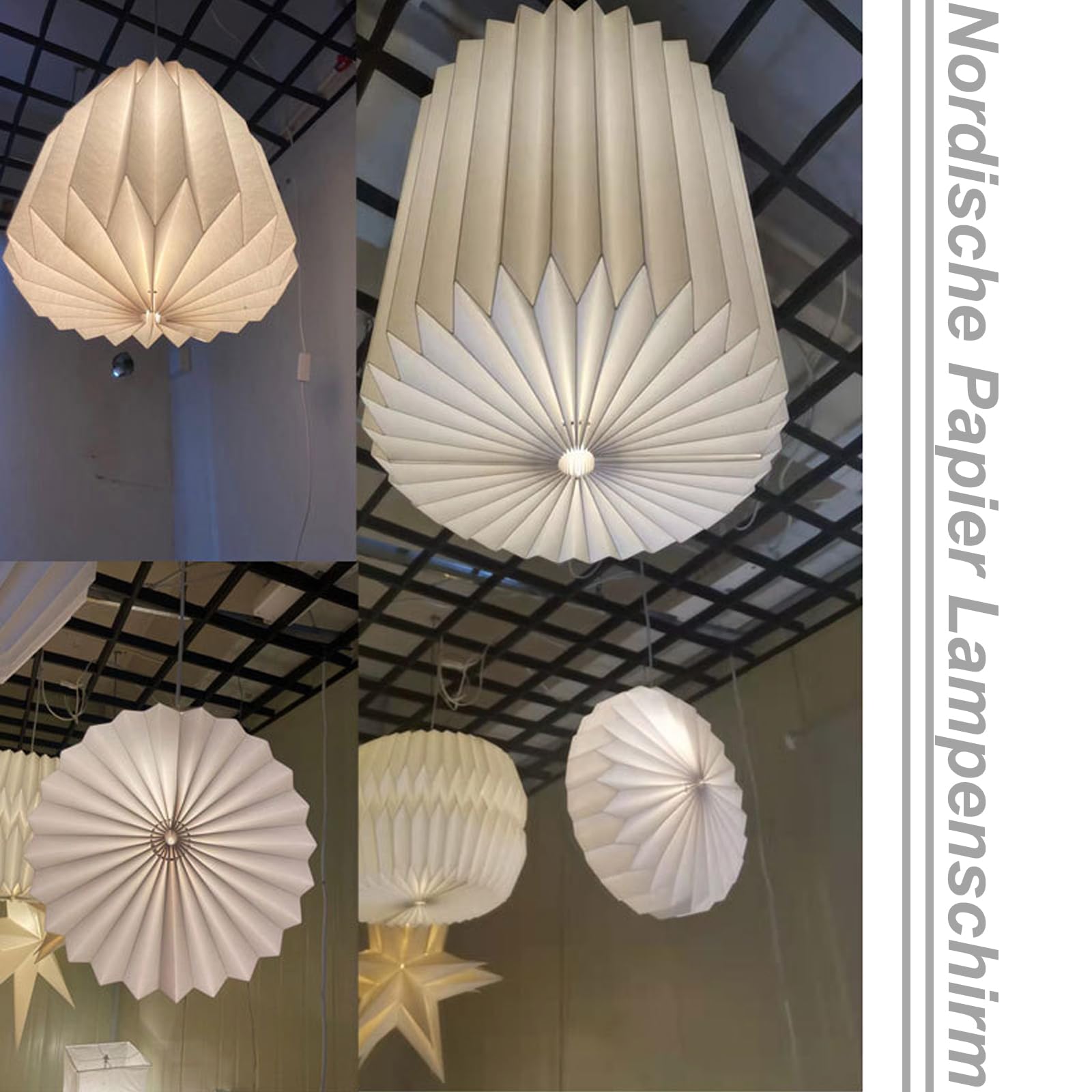 perfk Paralume in Carta Origami, Paralume di Ricambio in Stile Nordico per Lampada da soffitto, per Camera da Letto, Ristorante, Sala da tè, F