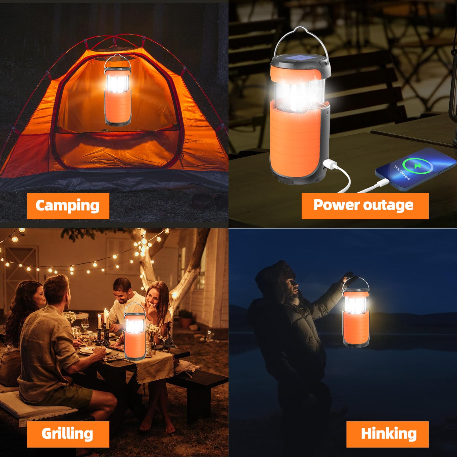 Camping Lantern LED Solar Lantern Waterproof Portable Camping Lantern Foldable F