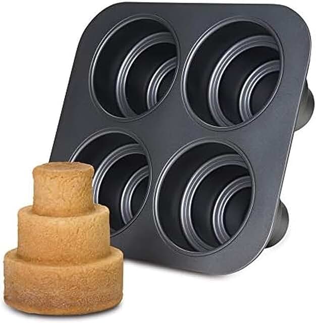 Chicago Metallic Mini Multi-Tier Round Cake Pan, Makes 4 Individual 3-Ti...
