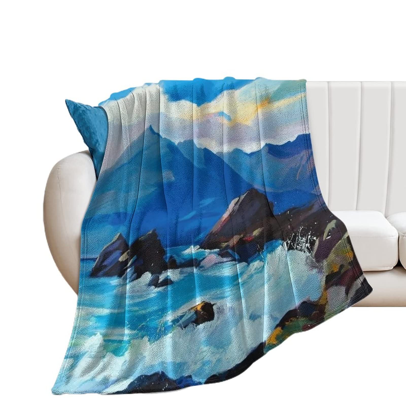 Couverture flanelle douce design plage pour vos soirées cocooning