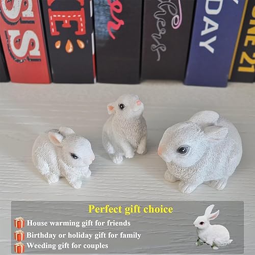Miniatura 5 de Estatuas de jardín de conejo, estatua para exteriores, decoración de patio, juego de 3 esculturas y estatuas de decoración de jardín, decoración de