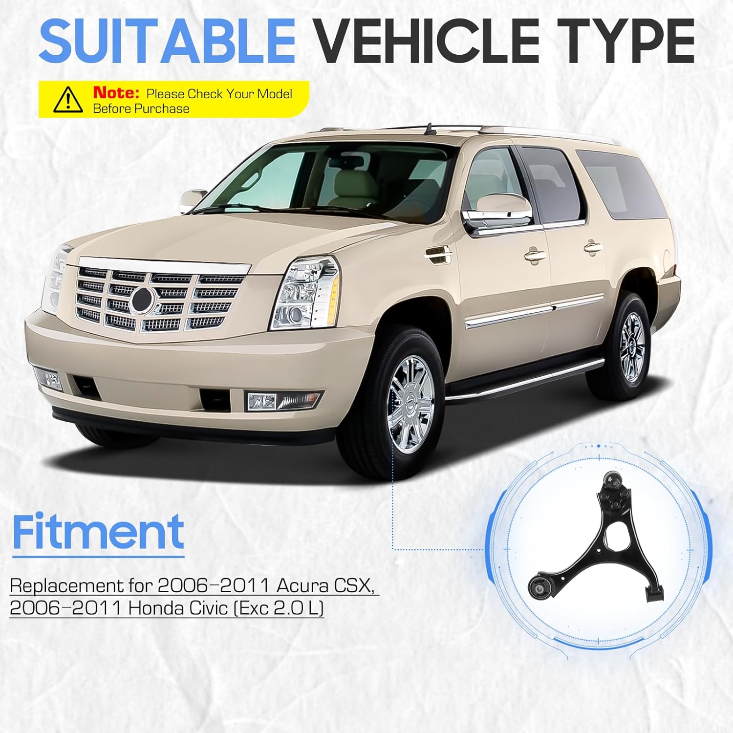 front lower left & right control arms w/ball joints suspension kits replacement for 2006-2011 acura csx/honda civic (exc 2.0 l) k620382 k620383 (2pcs)