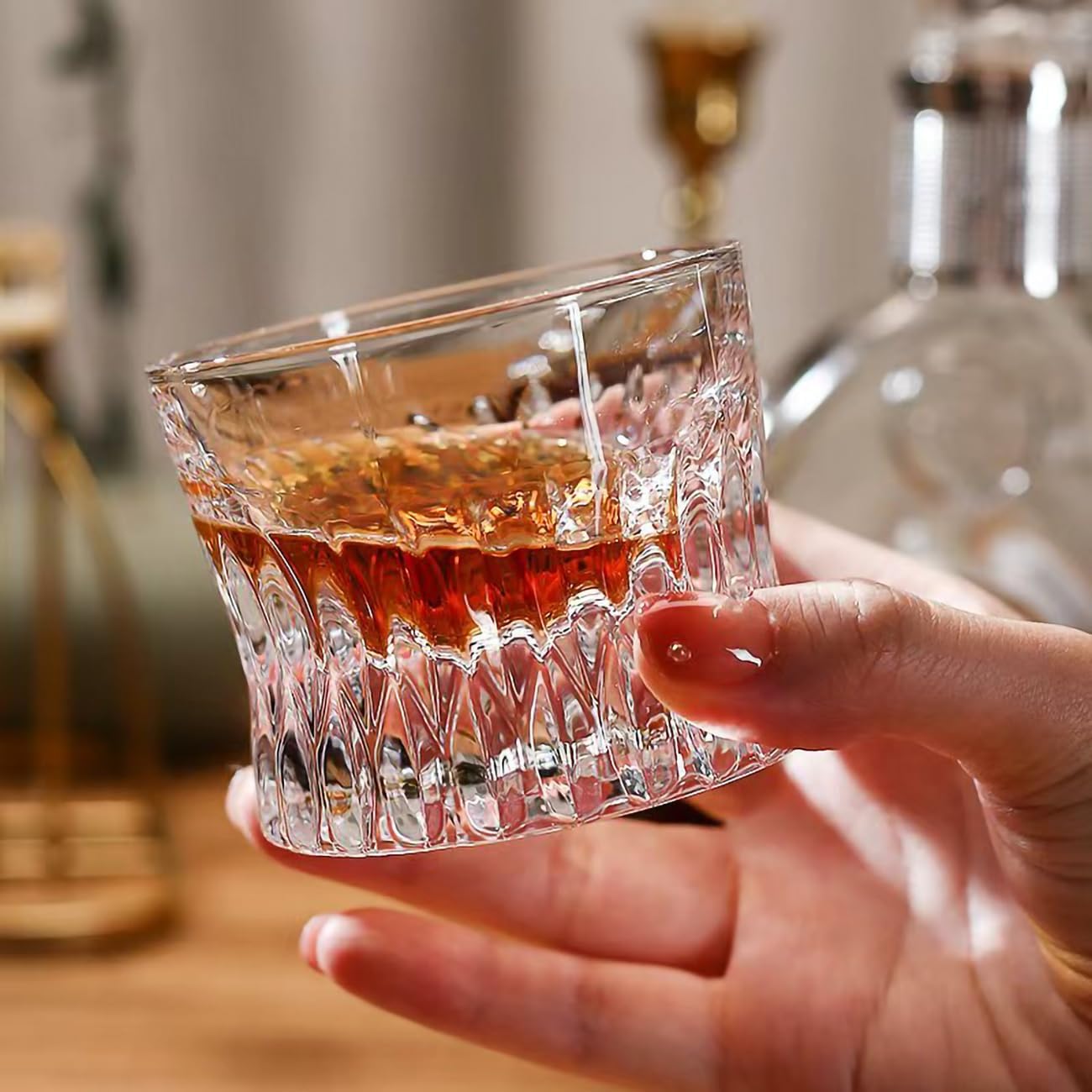 Askcraok Whiskey Glass Set of 2 Old Fashioned Glasses 3.7 oz for Vodka,Cocktail,Bourbon,Cognac,Rum, Holiday Gifts Transparent 2PCS - Image 6