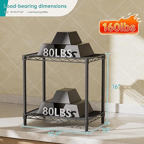 Miniatura 3 de SINGAYE Estantería de alambre para armario unidad de metal ajustable para organización de lavandería, baño, cocina, hogar, almacenamiento en el