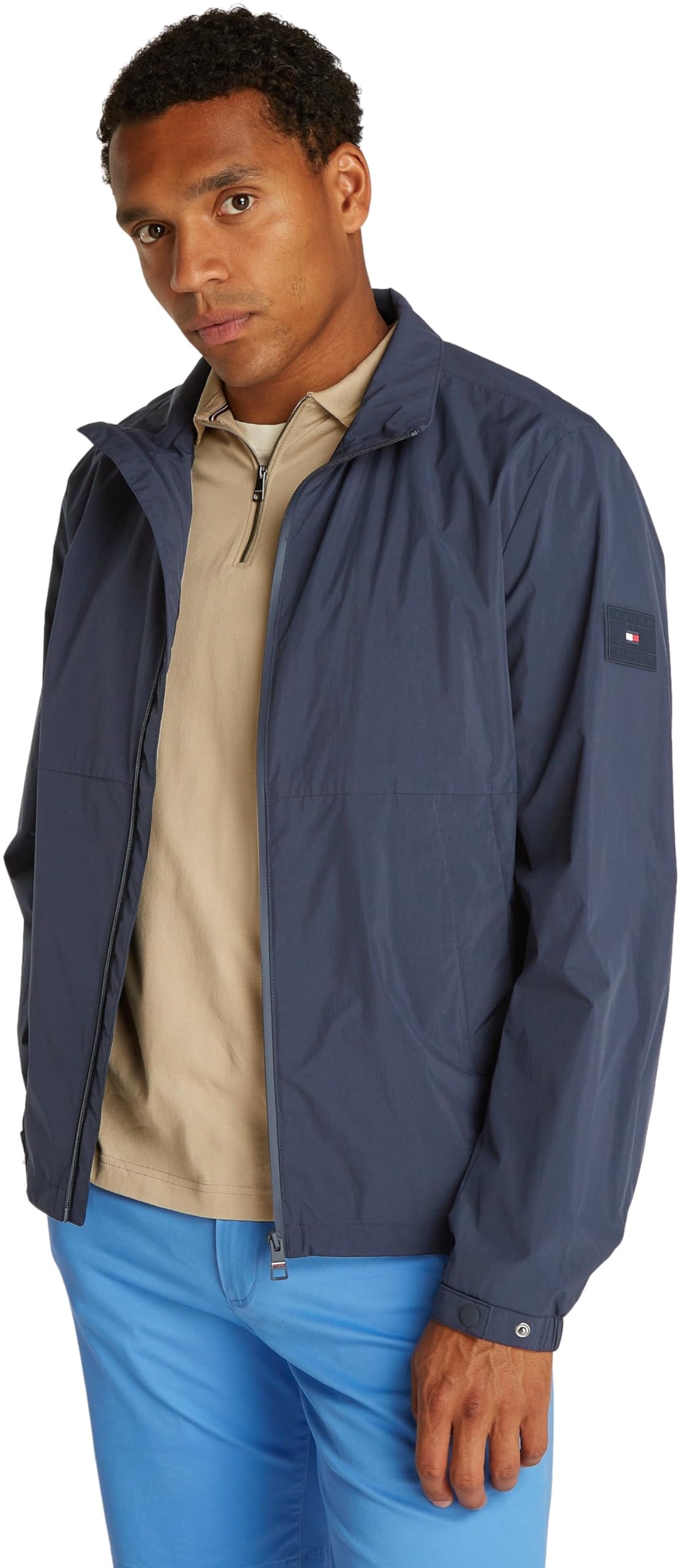 Tommy Hilfiger Men’s Branded Jacket with Zip, Blue (Desert Sky), XL