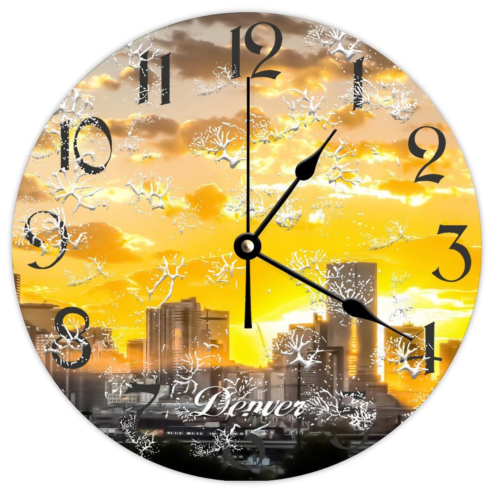 Horloge ronde en bois de qualite superieure Denver City pour un interieur elegant