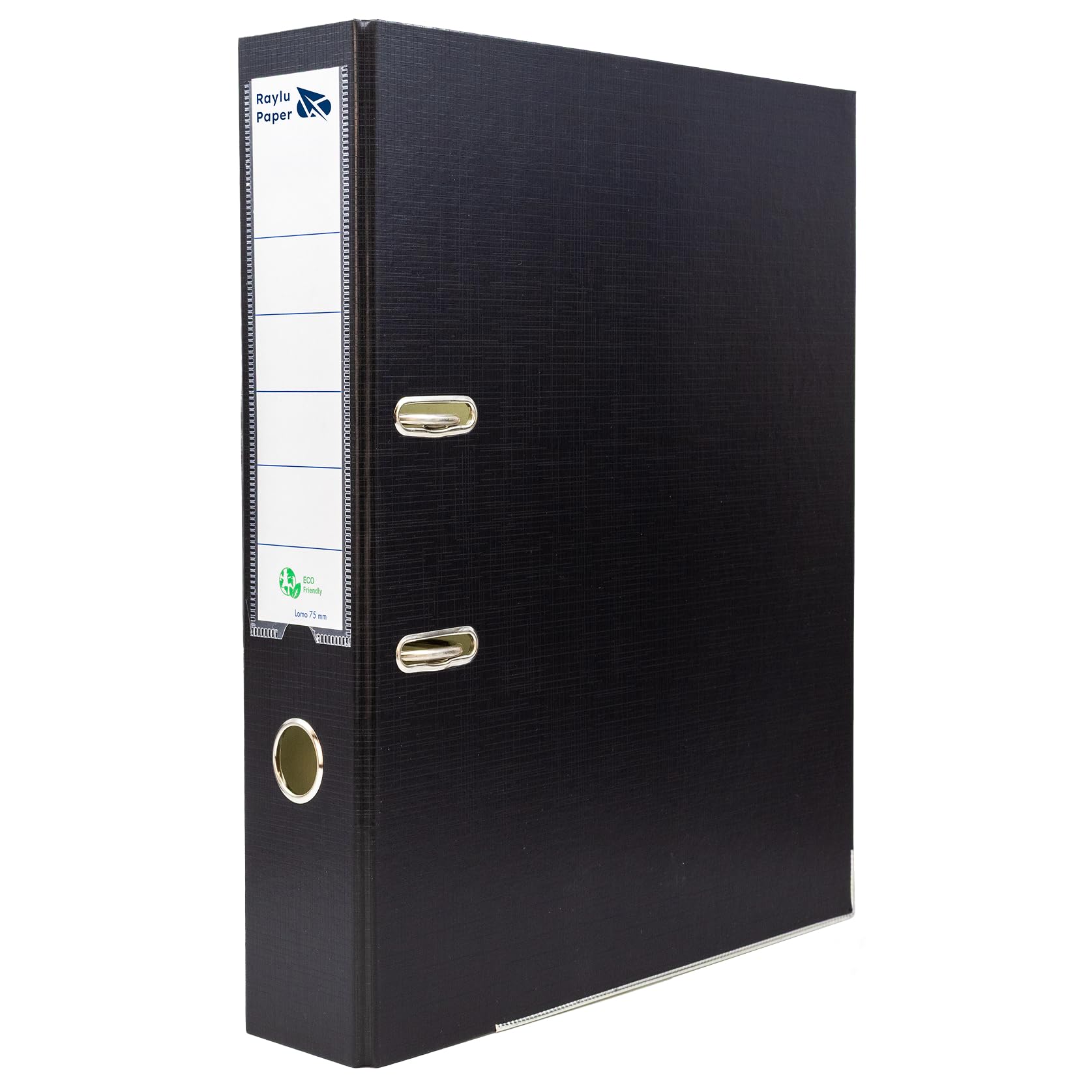 Raylu Paper Ring Binder, 75 mm Wide Spine File Folder, 2 Ring Office Folders with Soft Opening Lever and Customizable Card Holder