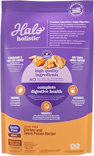 Miniatura 2 de Halo - Receta holística de pollo y batata sin granos para perros adultos sin jaula bolsa de 21 libras