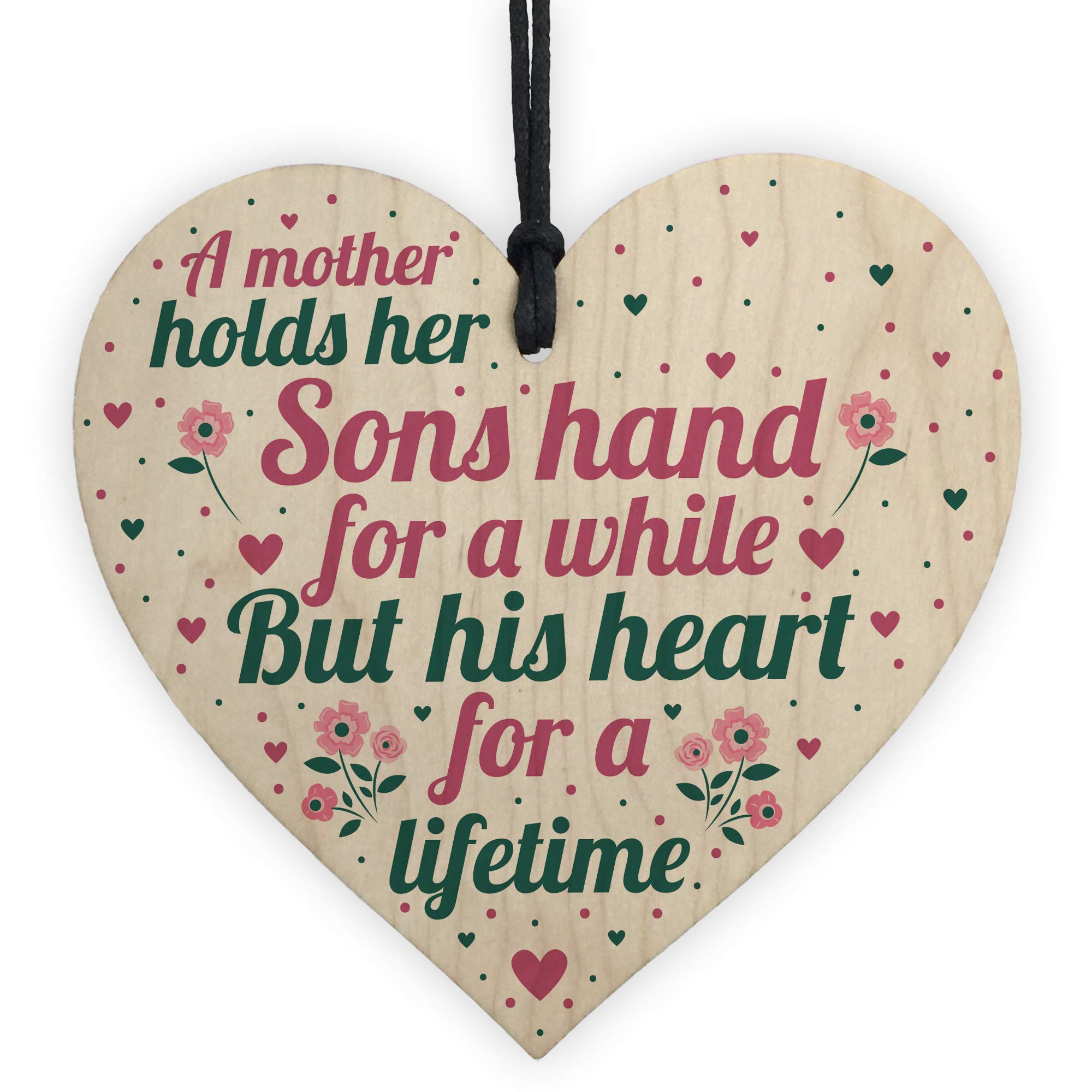 Red Ocean Multicolor Mother And Son Gifts Wooden Heart Mum Birthday Keepsake Plaque