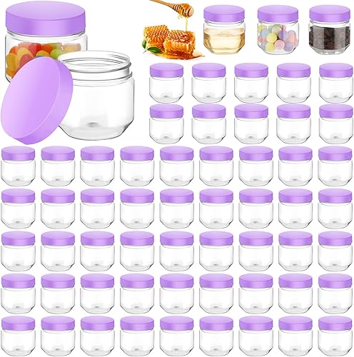 Miniatura 8 de Tanlade 60 frascos de vidrio transparente de boca ancha de 3 onzas con tapas, mini recipientes de almacenamiento para hierbas, gelatina, regalos de