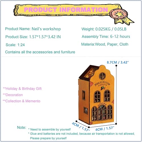 Miniatura 3 de Roroom Kit de casa de muñecas en miniatura y muebles, modelo de casa de muñecas de madera 3D con LED, idea creativa de habitación para regalo de