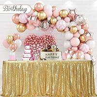 Vista 9 de PartyDelight Falda de mesa de lentejuelas doradas de 6 pies para mesa redonda, rectangular, cuadrada, para fiesta de cumpleaños, boda, Navidad