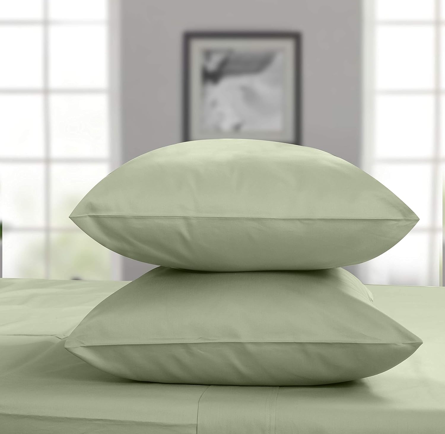 Best Quality 🔥 Certified 100% Egyptian Cotton King Size 4 Piece Solid Bed Set, 400 Thread Count Sateen Weave, ELS Combed Cotton, Comfortable Sage Green Sheets with Elasticized Deep Pocket - by Threadmill Cheapest 🛒 Certified 100% Egyptian Cotton King Size 4 Piece Solid Bed Set, 400 Thread Count Sateen Weave, ELS Combed Cotton, Comfortable Sage Green Sheets with Elasticized Deep Pocket - by Threadmill