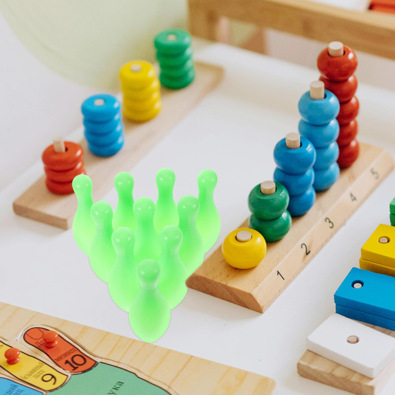 TOYANDONA Juguetes de Bolos para Juego de Bolos Miniatura de Plástico y Bolas para Actividades de Interior y Fiestas Mini Juego de Ligero