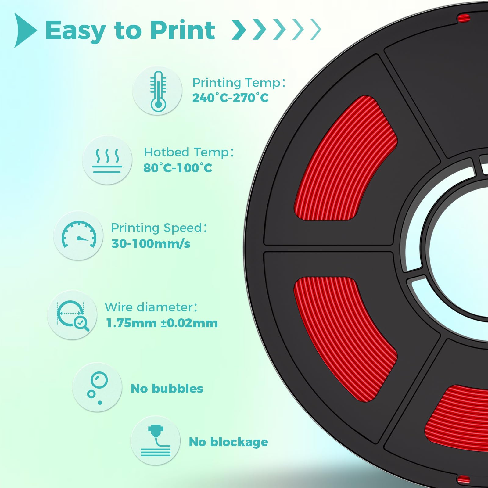 IEMAI ASA Filament 1.75mm 5Kg, Piel/Rojo/Naranja/Gris Plateado/Verde Esmeralda, ASA Filament para Impresora 3D, Precisión Dimensional +/-0,02 mm