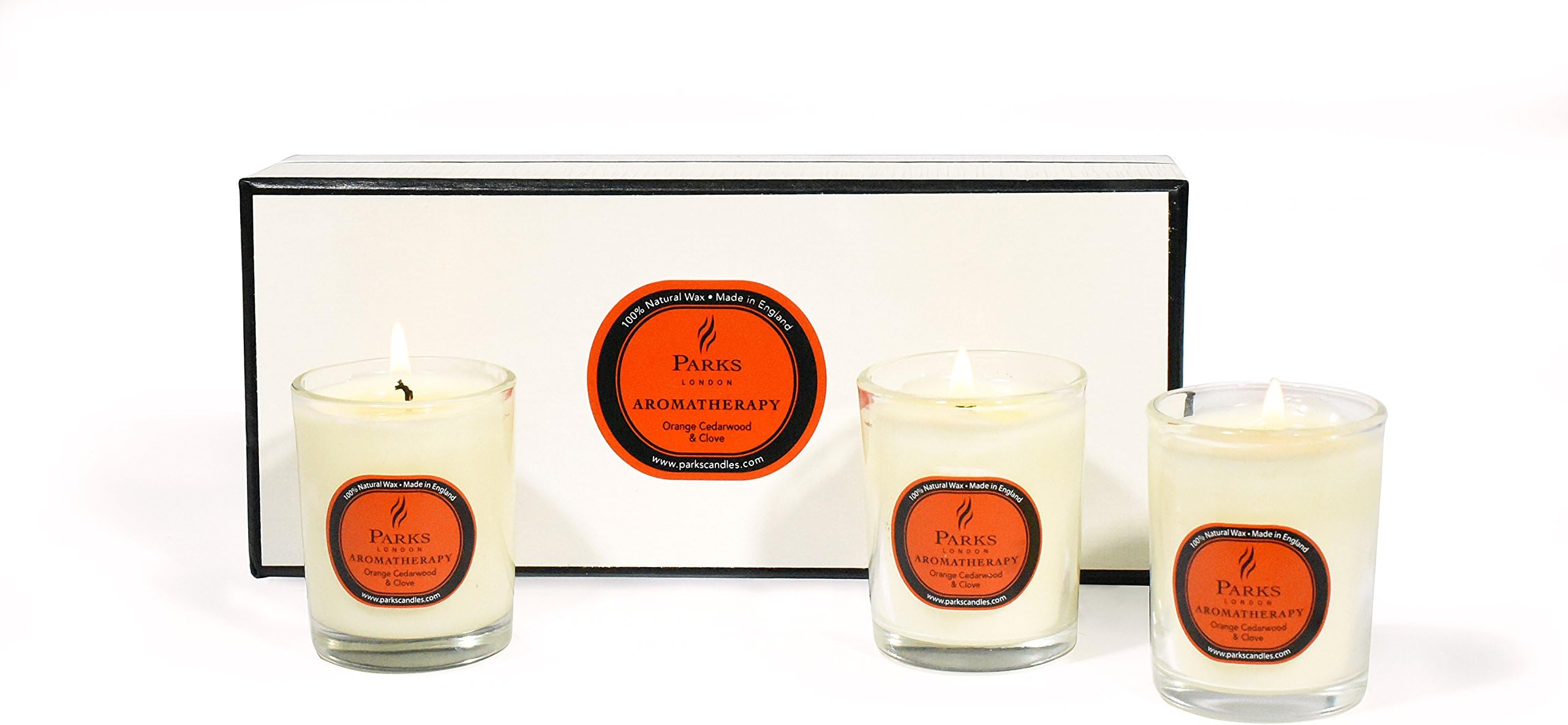 Parks London Tot Glass Set 3x10cl Candles - Orange, Cedarwood & Clove