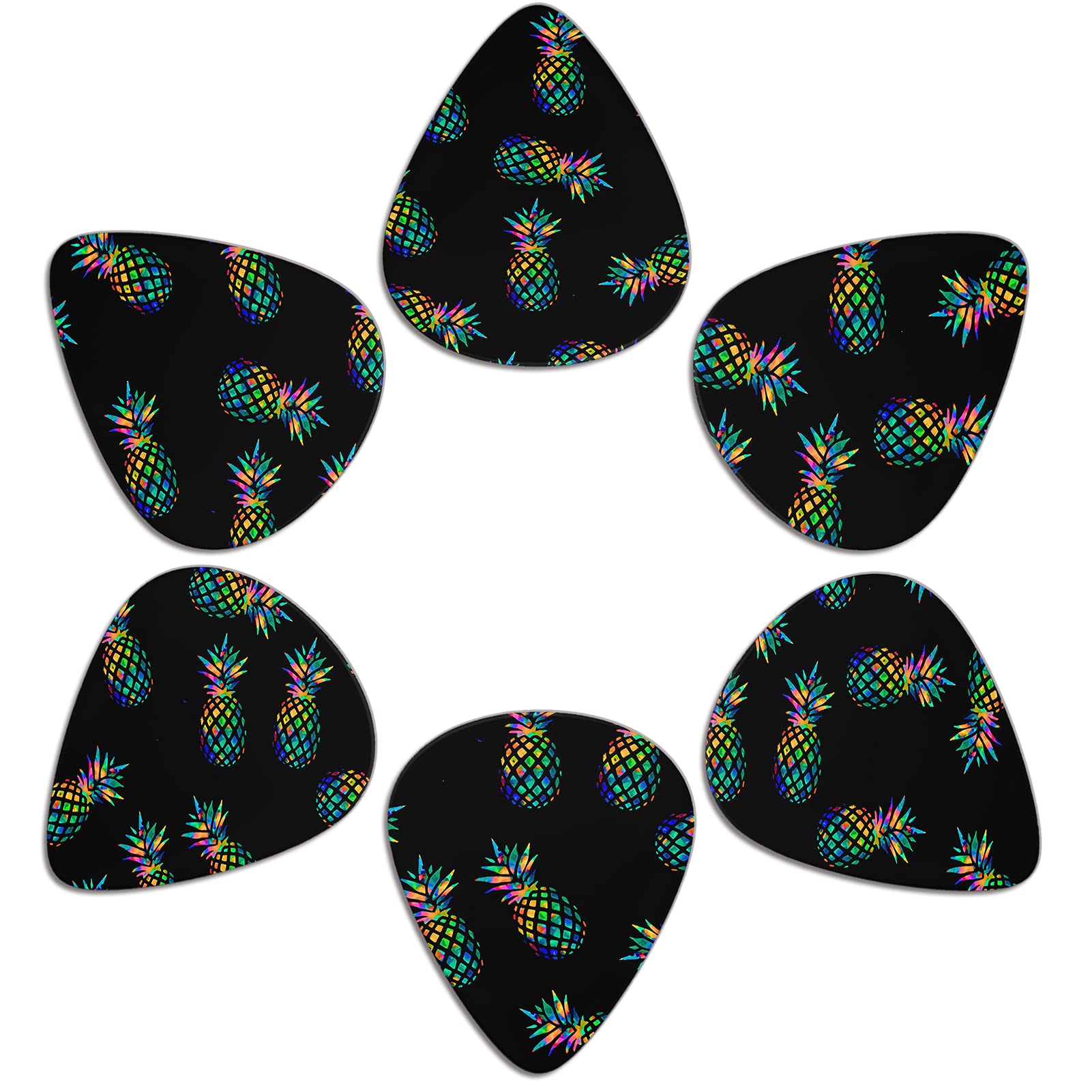 Guitar Picks, 0.96mm Gauge Pack 12 Pcs Tropical Pineapple Print Plectrums for Gift Acoustic Guitar, Bass and Electric Guitar Instrument Accessories