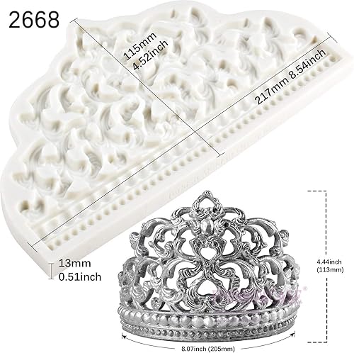 Miniatura 2 de Molde para decoración de pastel de corona, altura 4.5-6.7 pulgadas, estilo barroco, grande y pequeño