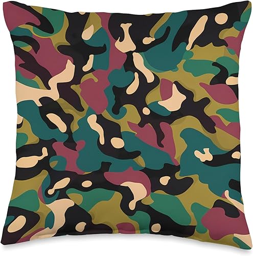 Pure Pattern Paradise Colorido Patrón Abstracto Camuflaje #032 Cojín de tiro 16x16, Multicolor