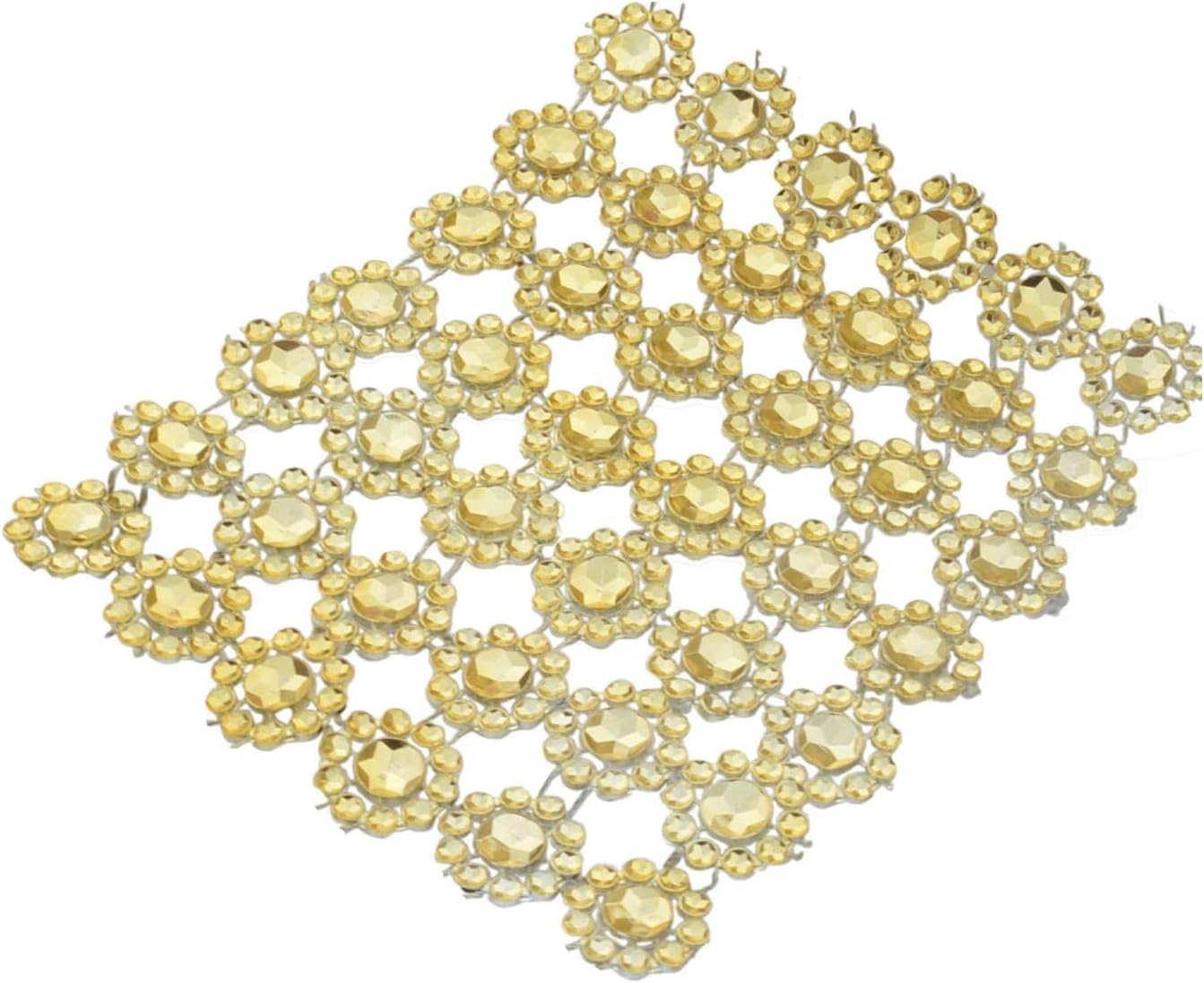 YYaaloa Gold Rhinestones Ribbon Bling Wrap 4" x 10 Yards 6 Rows for Crafts for Wedding Cakes Birthday Baby Shower Events Party Arts Rhinestones for Crafts (Gold, 4" x 10 Yards)