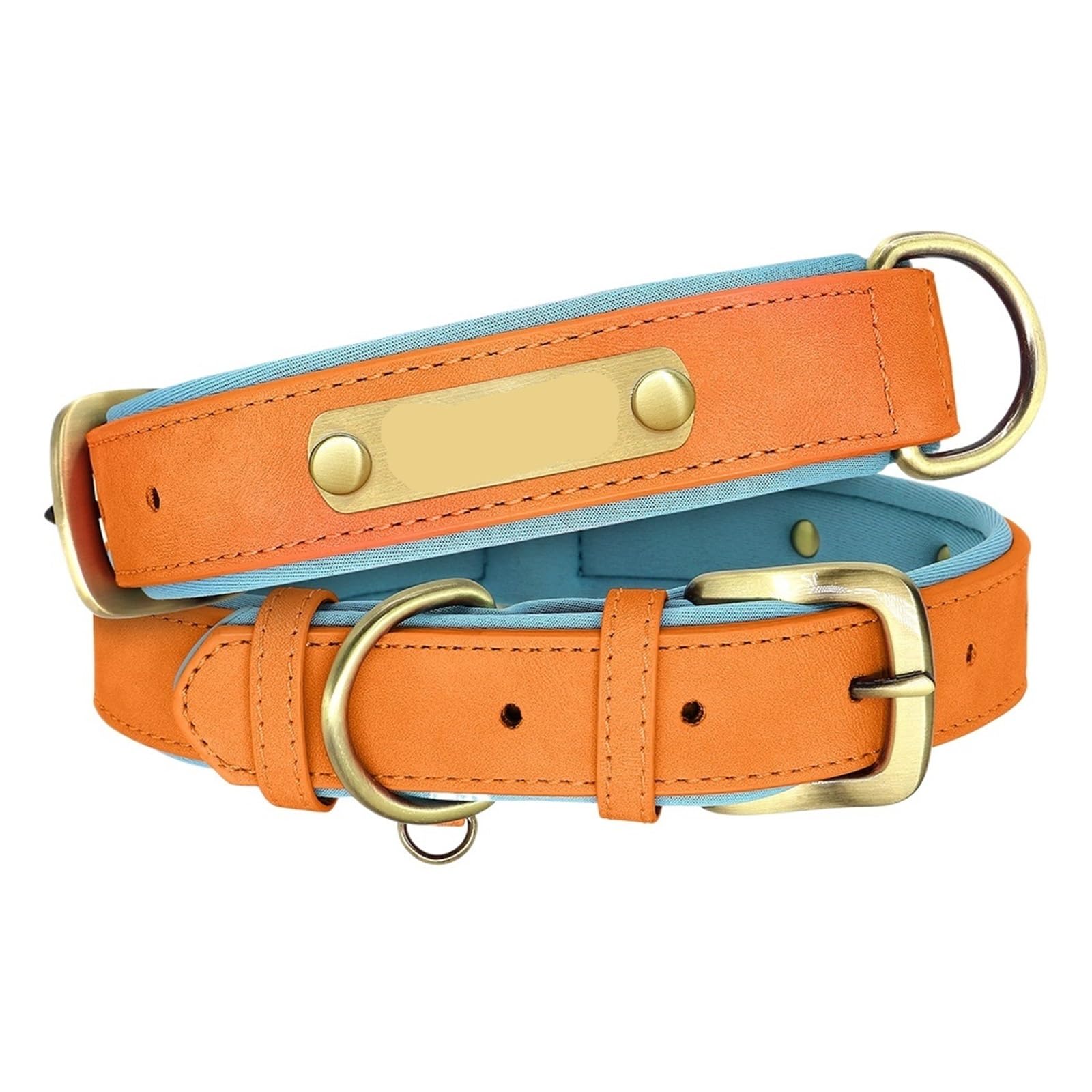 Collier de chiens rembourré mous Orange L pour balades et randonnées