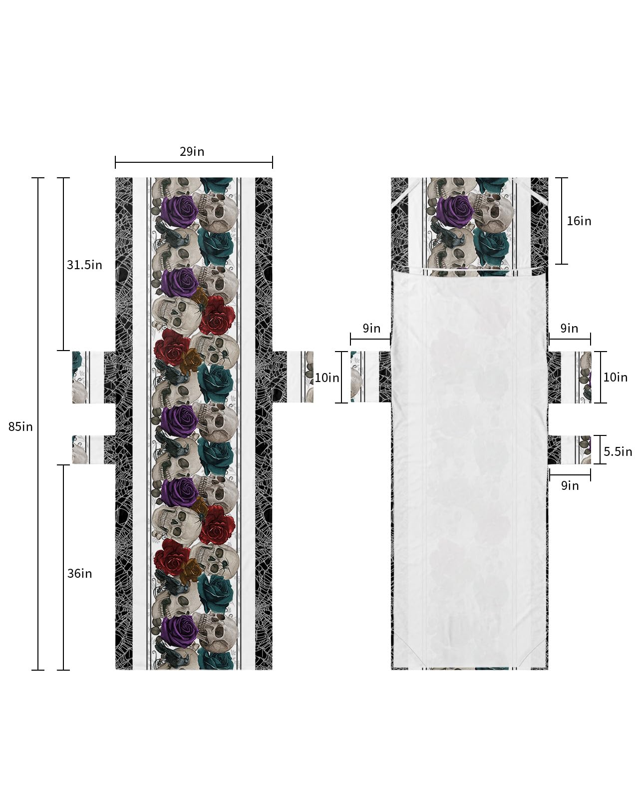 Halloween Beach Lounge Chair Towel Cover, Soft Chaise Lounge Towel with Side Pockets Patio Pool Chairs Cover for Beach/Pool Sunbathing 29x85 Green Red Purple Roses Botanical Skull