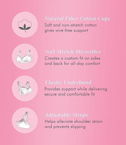 Miniatura 4 de Exquisite Form 5100535 Fully Cotton Soft Cup Wireless Full-Coverage Bra with Back Closure & Lace