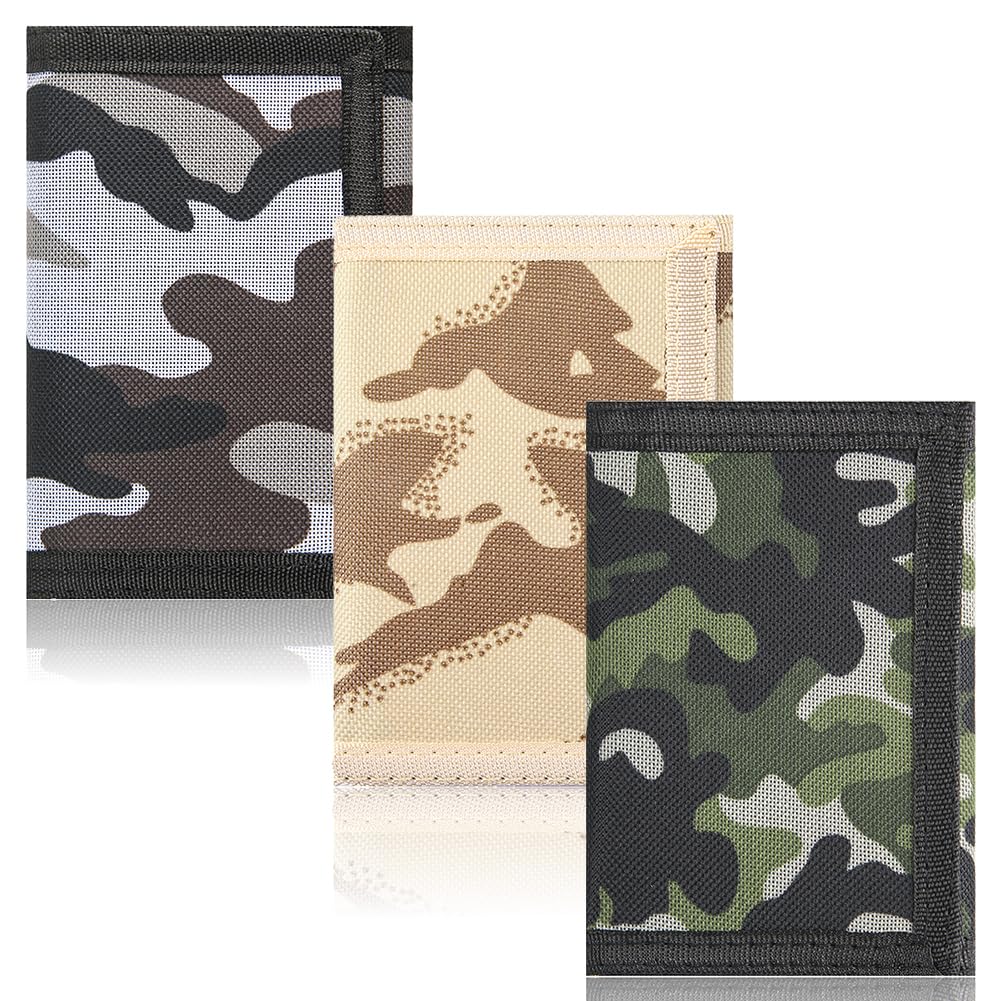 Amutta 3 Pieces Kids Wallet for Boys Girls Men - Boys Wallet for Kids with Magic Sticker, Teen Wallets with Coin Pocket, RFID Camo Wallets for Teen
